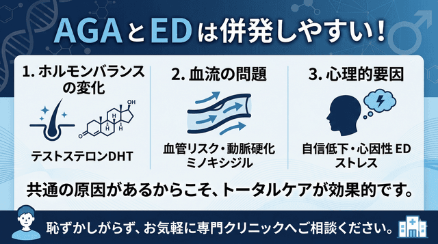 AGAとEDの意外な関係｜薄毛と勃起不全に共通する原因とは