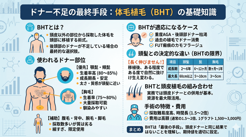 体毛植毛（BHT）とは？ドナー不足時の最終手段を医師が解説