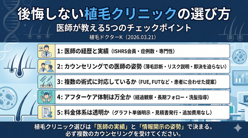 後悔しない植毛クリニックの選び方｜医師が教える5つのチェックポイント