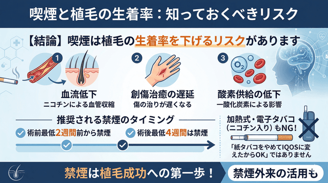 植毛と喫煙の関係｜タバコは生着率を下げるのか？医師が解説
