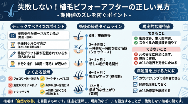 植毛のビフォーアフター｜術後の経過と現実的な期待値