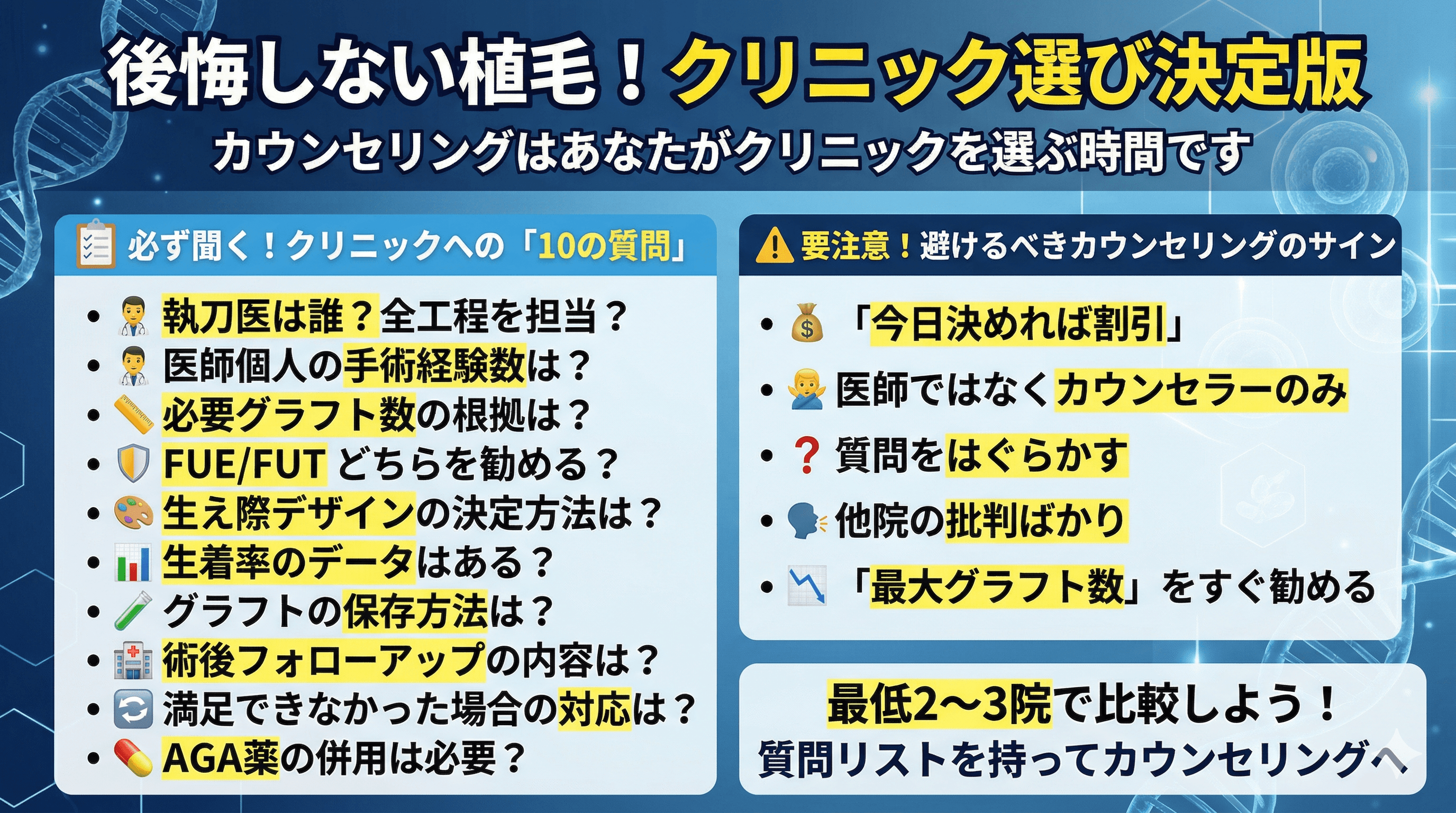 植毛カウンセリングで聞くべき10の質問｜後悔しないための事前準備