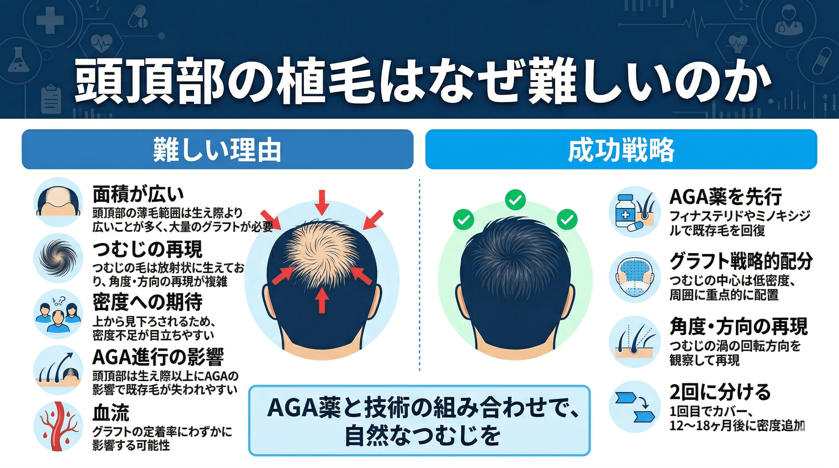 頭頂部（つむじ）の植毛が難しい理由と成功のポイント