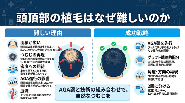 頭頂部（つむじ）の植毛が難しい理由と成功のポイント