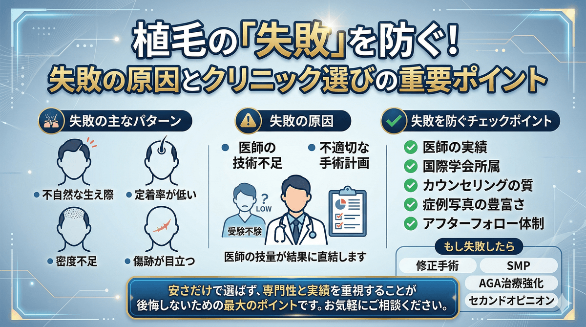 植毛が失敗する原因とは？後悔しないために知っておくべきこと