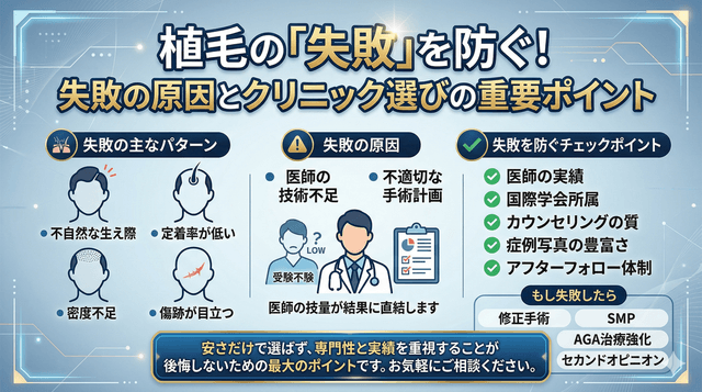 植毛が失敗する原因とは？後悔しないために知っておくべきこと
