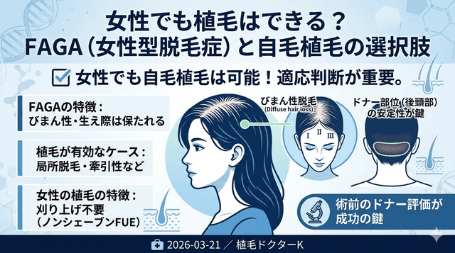 女性でも植毛はできる？FAGA（女性型脱毛症）と自毛植毛の選択肢