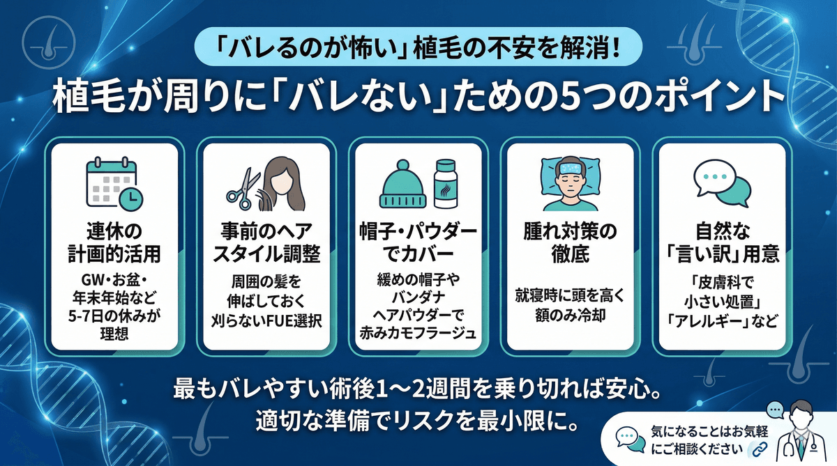 植毛後にバレる？周囲にバレないための5つのポイント