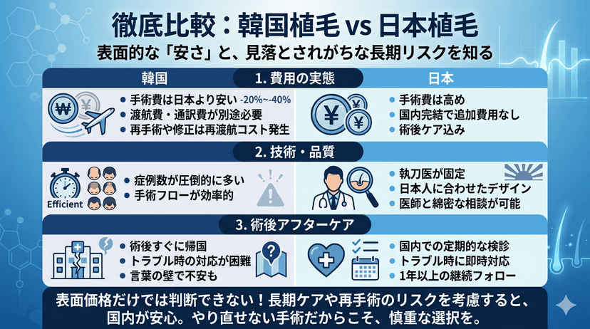 韓国植毛 vs 日本植毛｜費用・技術・リスクを徹底比較