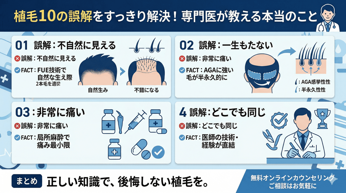 植毛にまつわる10の誤解｜よくある間違いを医師が正します