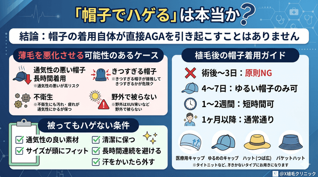 帽子でハゲる？帽子着用と薄毛の関係を医師が科学的に検証