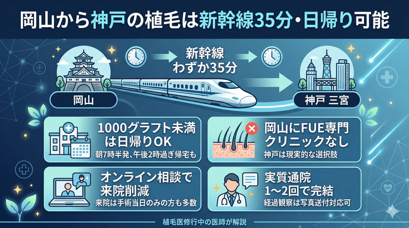 岡山から神戸で植毛を受けるメリット｜アクセス・費用ガイド