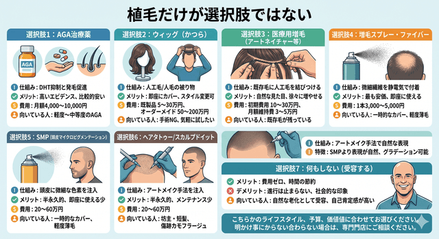 植毛以外の薄毛対策|ウィッグ・増毛・スプレーのリアルな評価